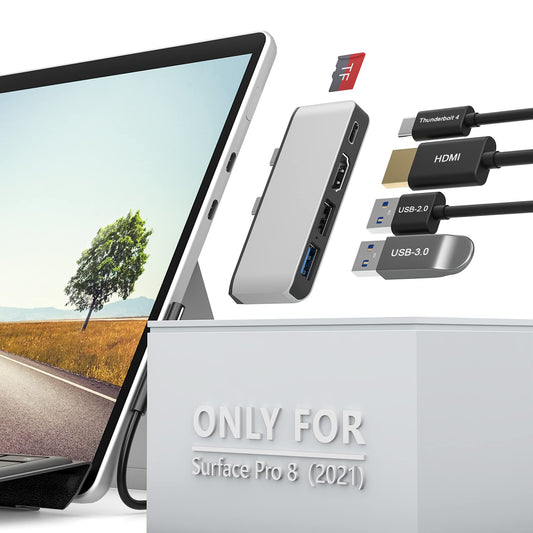 Adaptador de Concentrador USB C Microsoft Surface Pro 8 HDMI 4K y Thunderbolt 4 para Monitor Dual