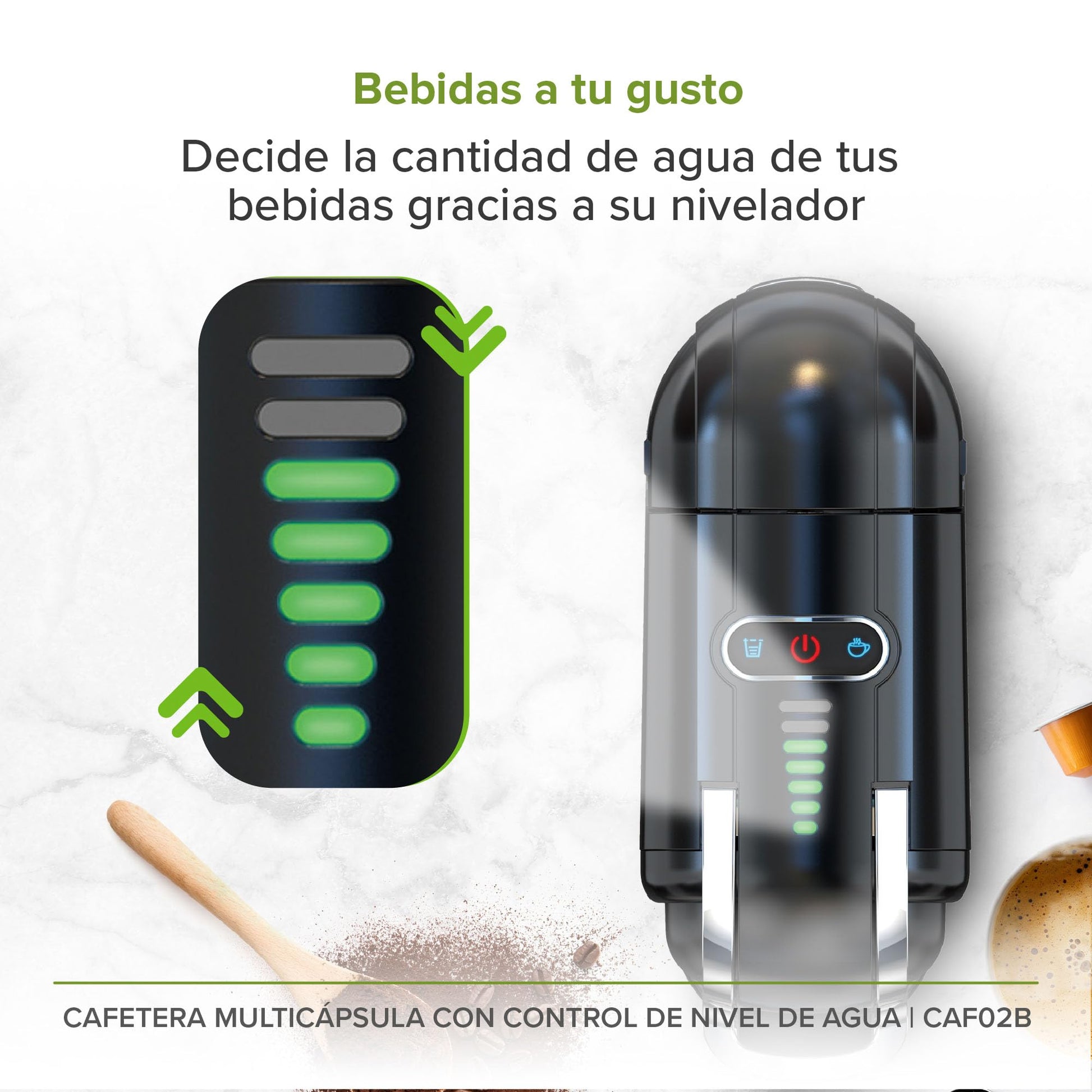 Cafetera Multicápsula AVERA Negra 3 en 1 Compatible con Cápsulas y Café Molido