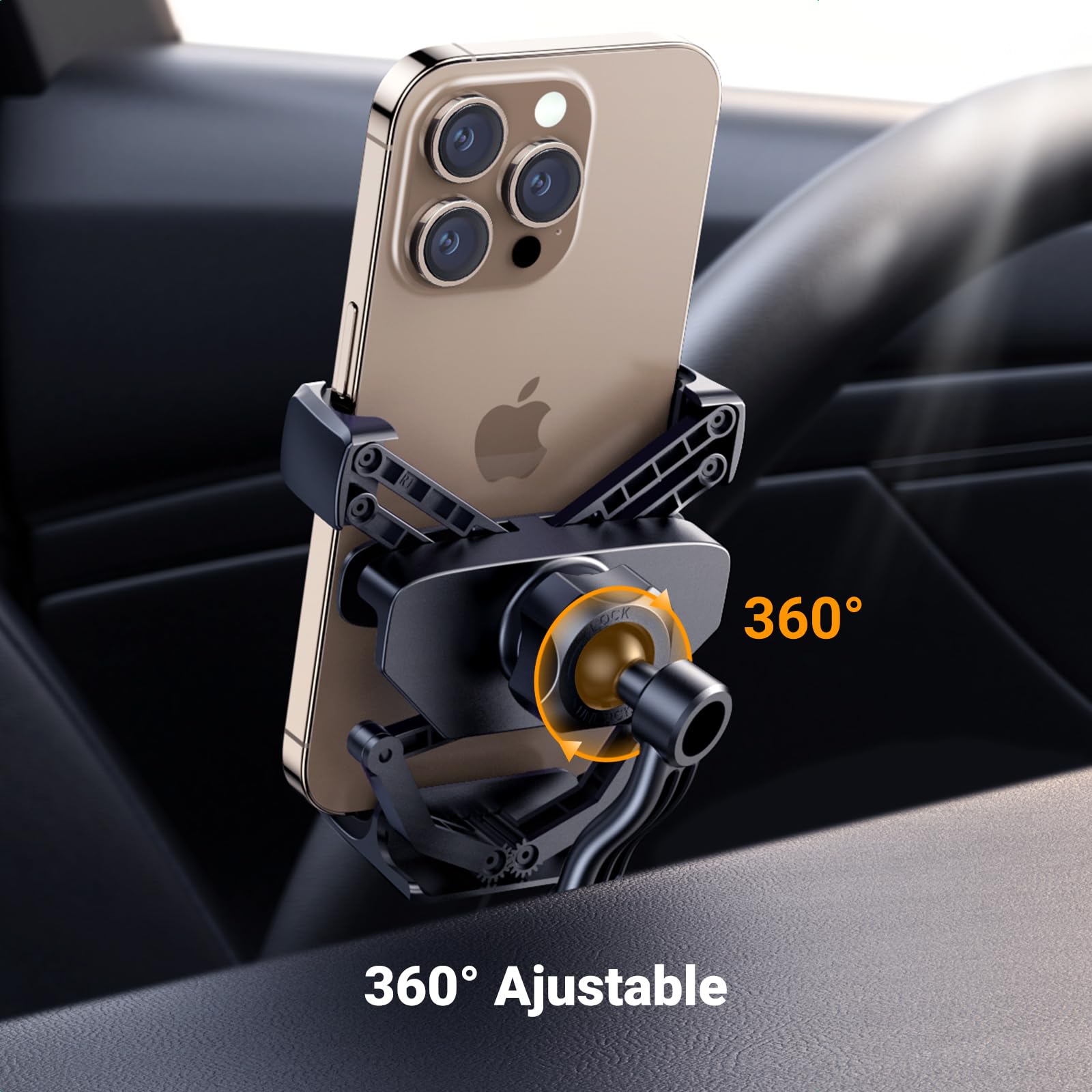 Soporte Celular Automóvil UGREEN Giratoria 360° Gancho Metálico para iPhone y Galaxy