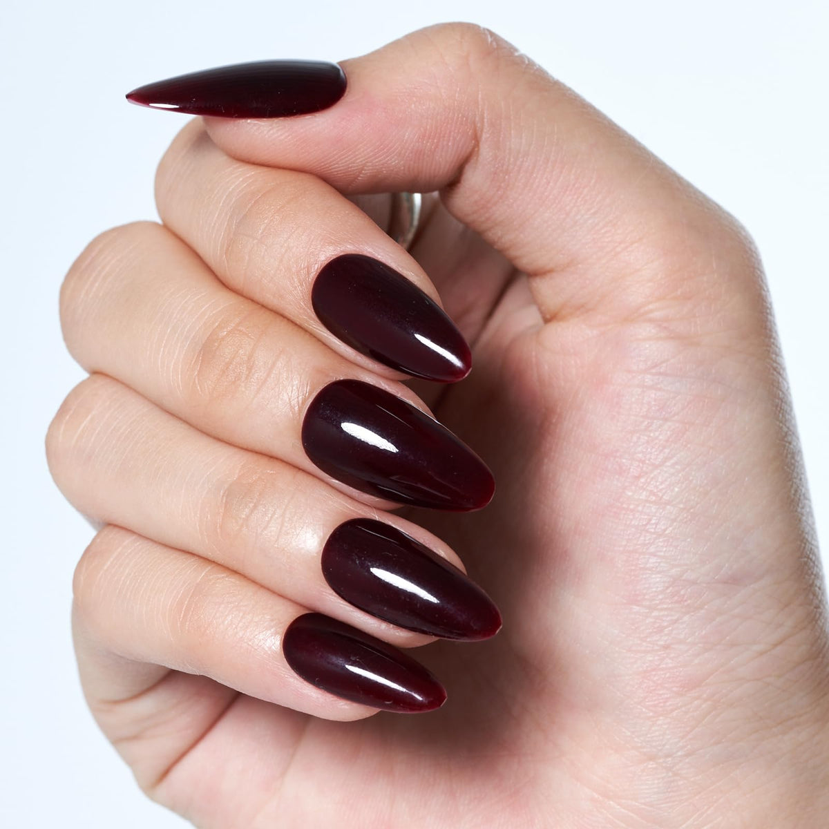GLAMERMAID Halloween Red Press On Uñas Medium Almendra, Gótico Hecho A Mano Borgoña Gelatina Gel Pegamento En Uñas, Brillante Corto Stiletto Uñas Falsas Reutilizables Uñas Postizas Acrílico Kits de Ma