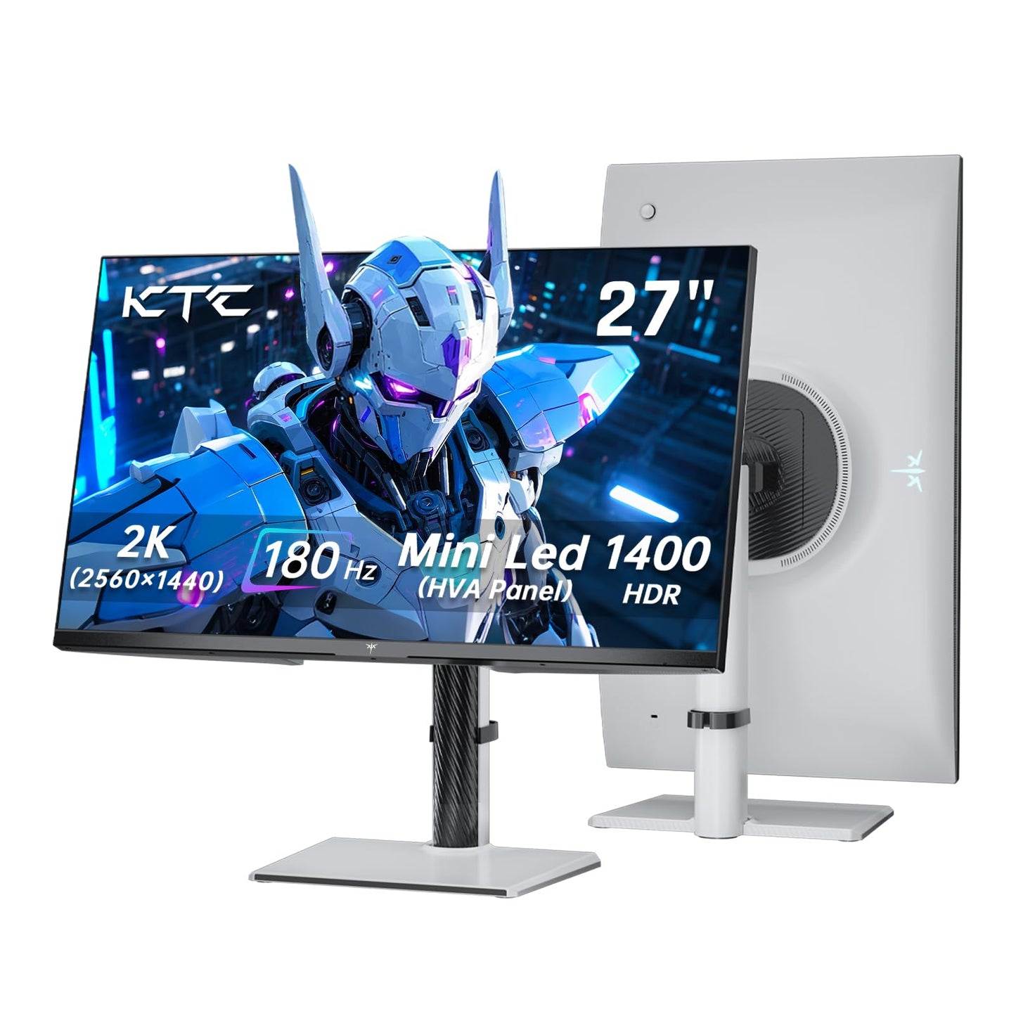 KTC Mini monitor LED para juegos de 27 pulgadas, monitor 1440P 2K, HDR1400, 180Hz, sincronización adaptativa, 148% sRGB, HDMI 2.0 x 2, DisplayPort 1.4 x 1, monitores gamer con ángulos de altura