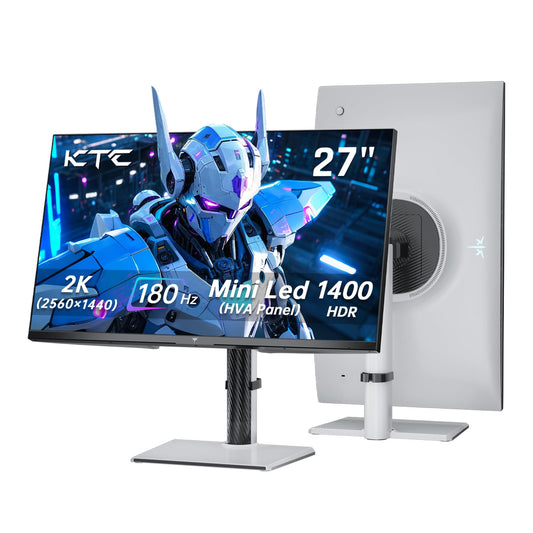 KTC Mini monitor LED para juegos de 27 pulgadas, monitor 1440P 2K, HDR1400, 180Hz, sincronización adaptativa, 148% sRGB, HDMI 2.0 x 2, DisplayPort 1.4 x 1, monitores gamer con ángulos de altura