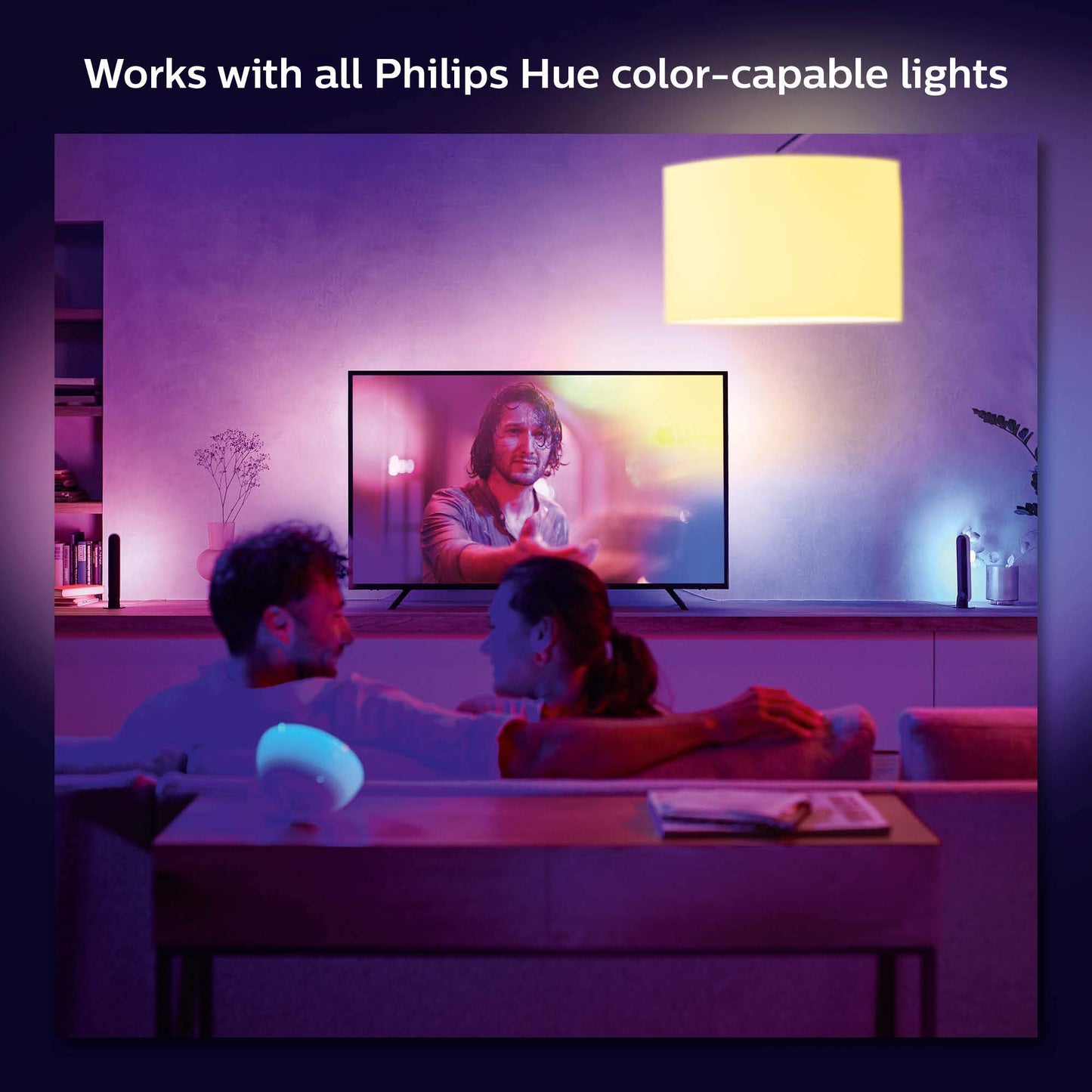 Tira de Luz Inteligente Philips Hue gradiente para Televisiones de 65 Pulgadas Compatible con Alexa