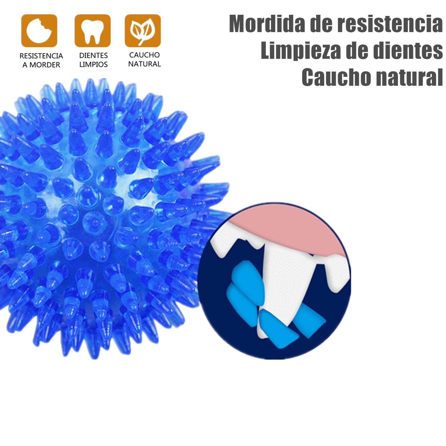 Pelota de Juguete para Perros Pequeños y Medianos Resistente a Mordeduras de Pelota Puntiaguda Azul