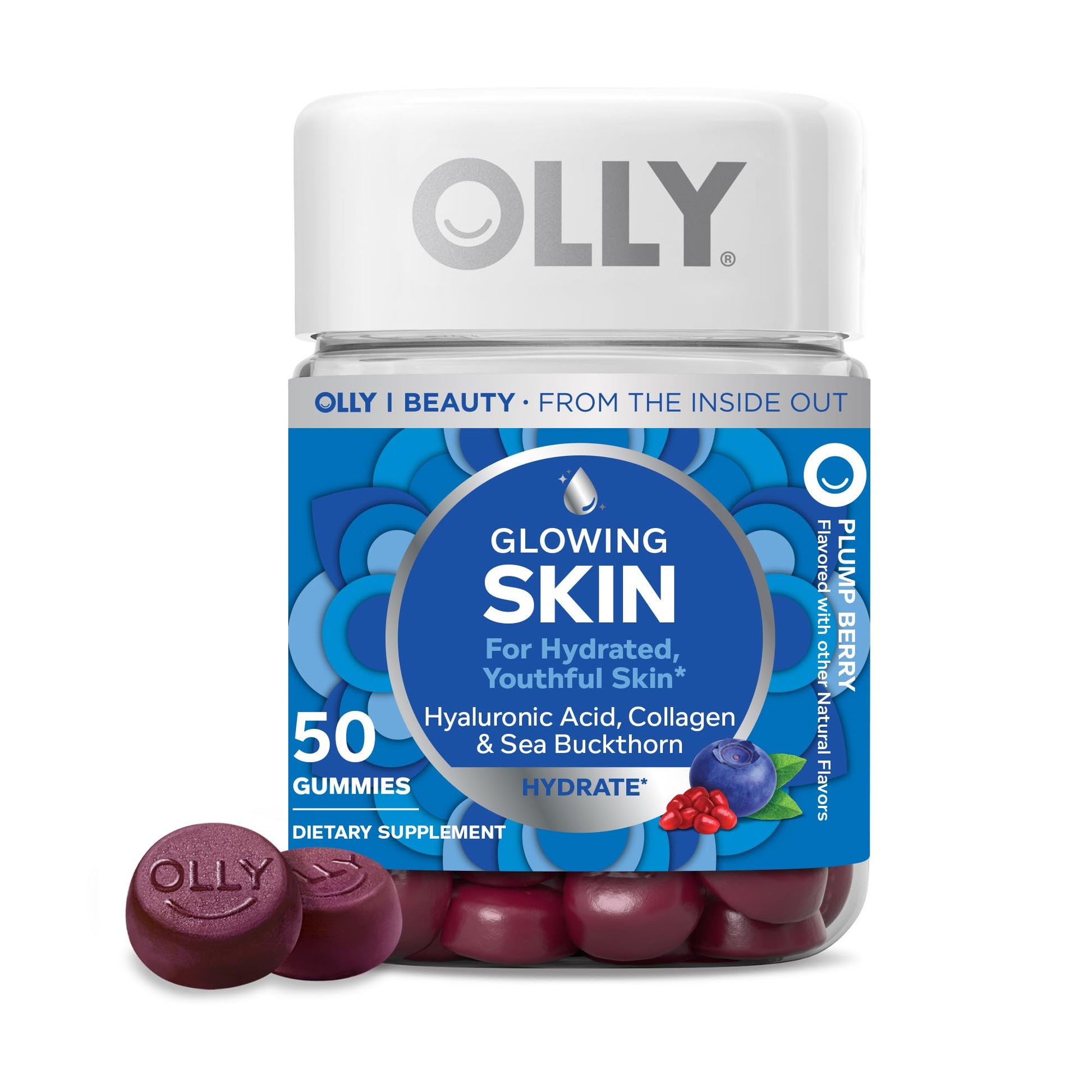 OLLY Vibrant Skin Gummy Supplements, Plump Berry, 50 Count