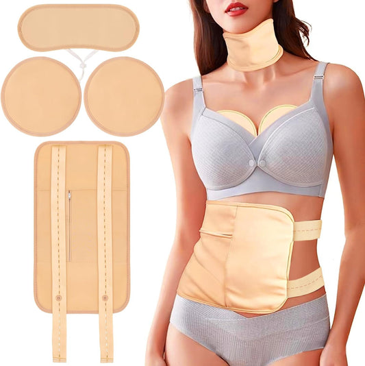 YHOVID Paquete De 4 Pzas De Aceite De Ricino Envoltura De Algodón Orgánico Para Detox Hígado, Estómago, Vientre, Cuello, Pecho Y Cuerpo Completo, Kit De Almohadillas Reutilizables Para Compr