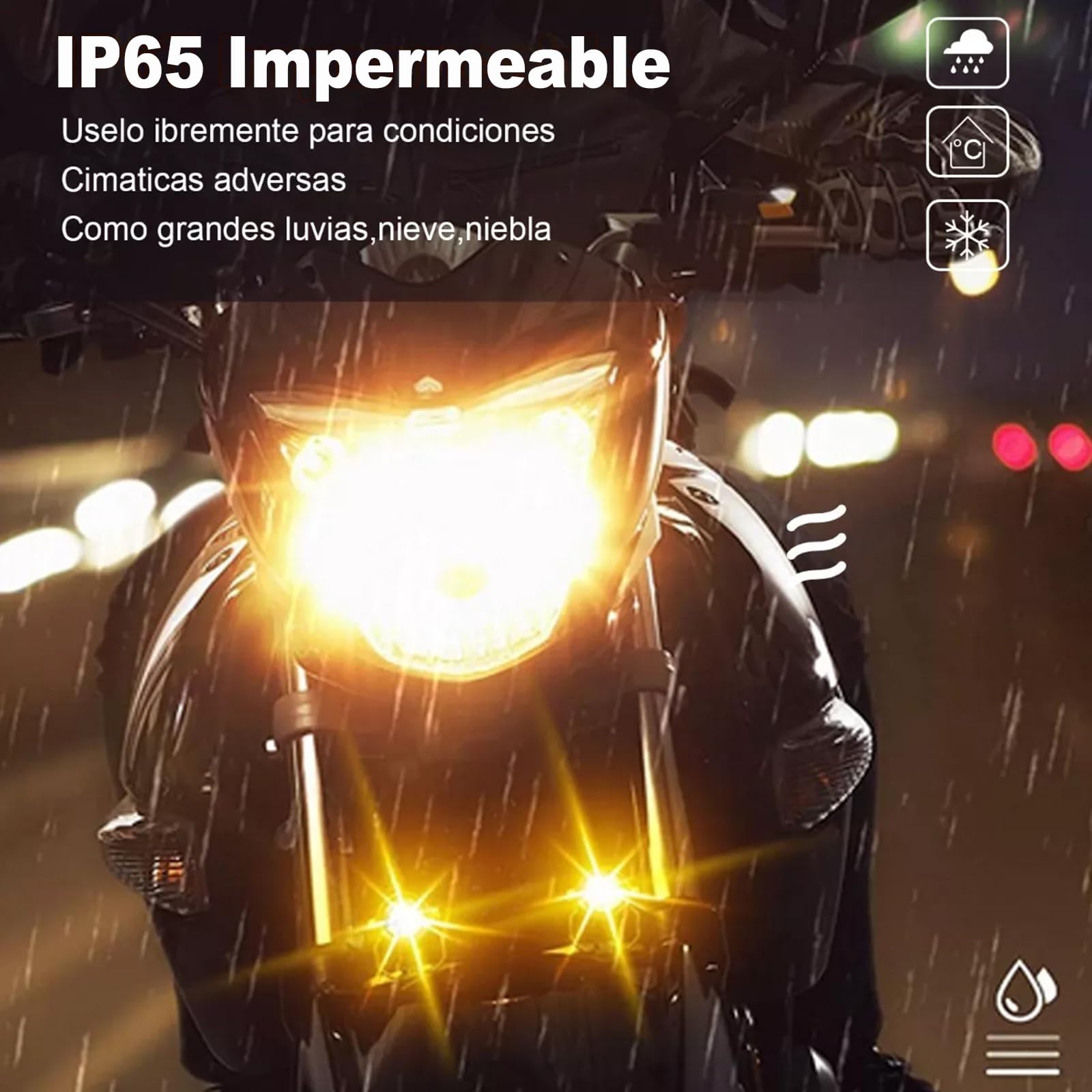 BAKEWAY Luces de Conducción de Motocicleta 65W - Antiniebla Con Dos Colores, 6000K LED Impermeable Para Moto, SUV, UTV, Bicicleta Eléctrica