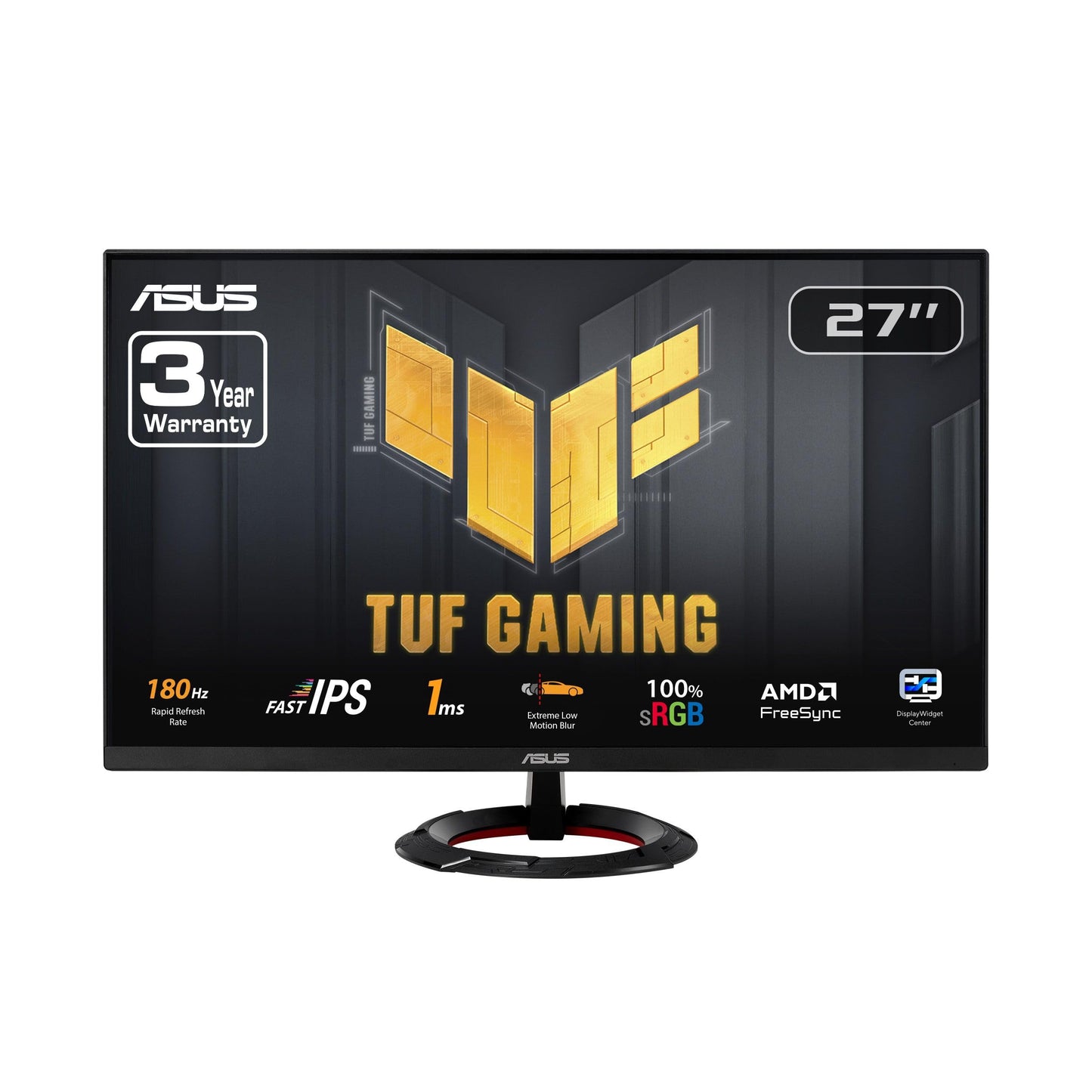 ASUS TUF Gaming Monitor 1080P de 27 pulgadas (VG279Q3R) - Full HD, 180Hz, IPS rápido, Extreme Low Motion Blur, 1ms, FreeSync, Overdrive variable, Shadow Boost, Cuidado de los ojos, 100% sRGB, garantía