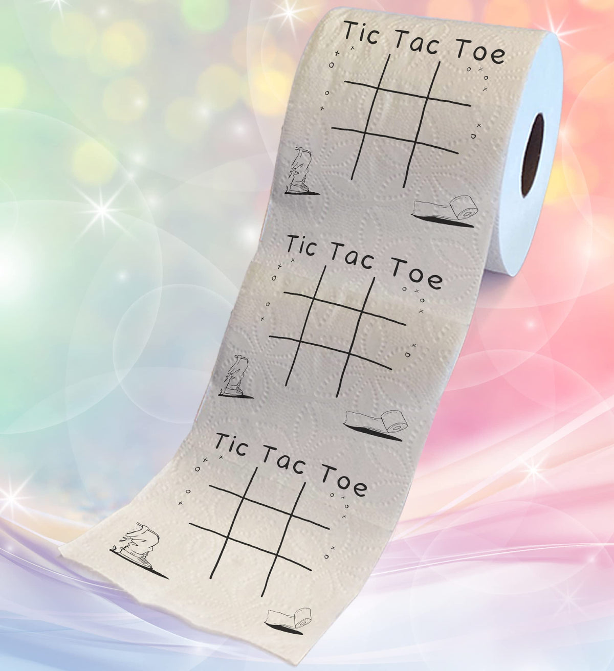 Papel Higiénico Impreso Tic Tac Toe - Divertido Regalo Novedoso para Broma y Decoración de Baño