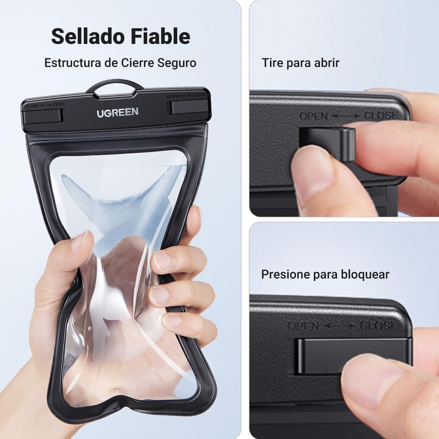 Funda Impermeable UGREEN Negro para Celular de hasta 7.2 Pulgadas