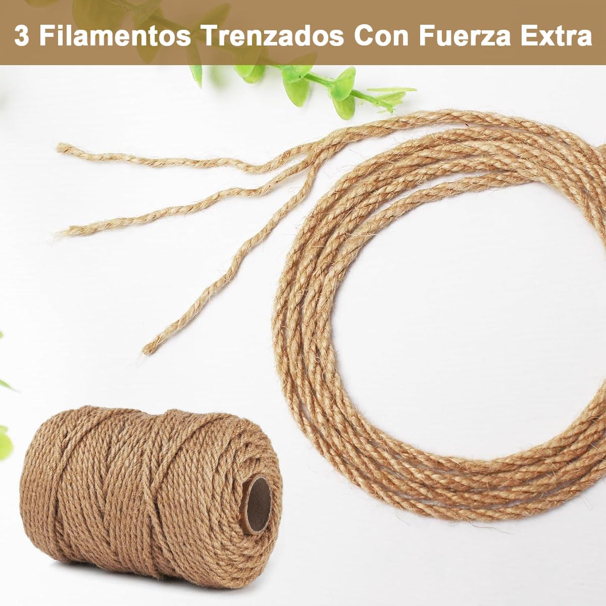 AZYAADIXX Cuerda de Sisal Natural para Gato Rascar,100m*5mm 3 Capas Cuerda de Yute Cuerda de Cáñamo Trenzada Cat Scratcher Rope, Poste de Repuesto para Jardín Manualidades Escalada Embalaje Regalo