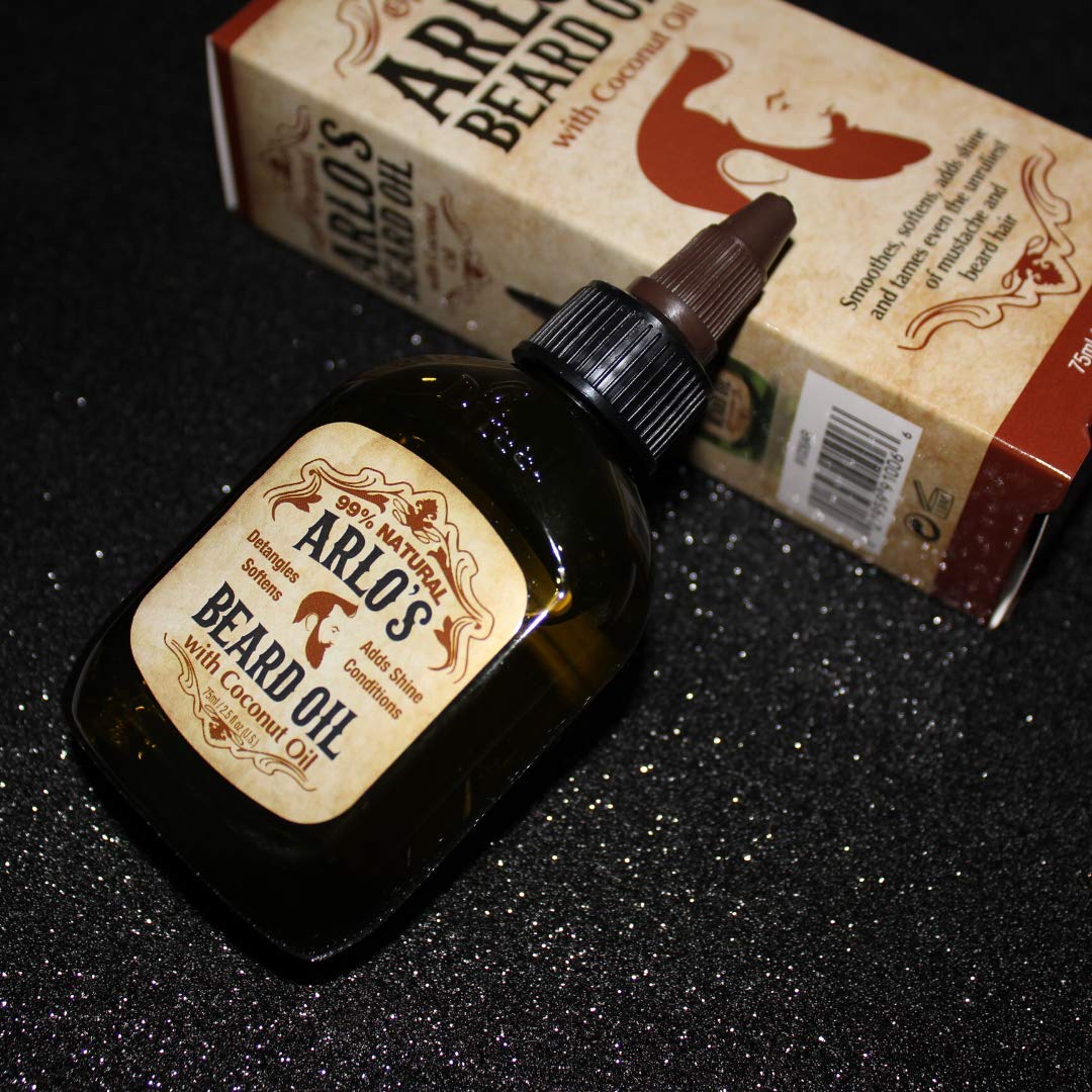 Arlo's Aceite de barba original 99% natural, potenciador del crecimiento procrecimiento, 2.5 onzas líquidas