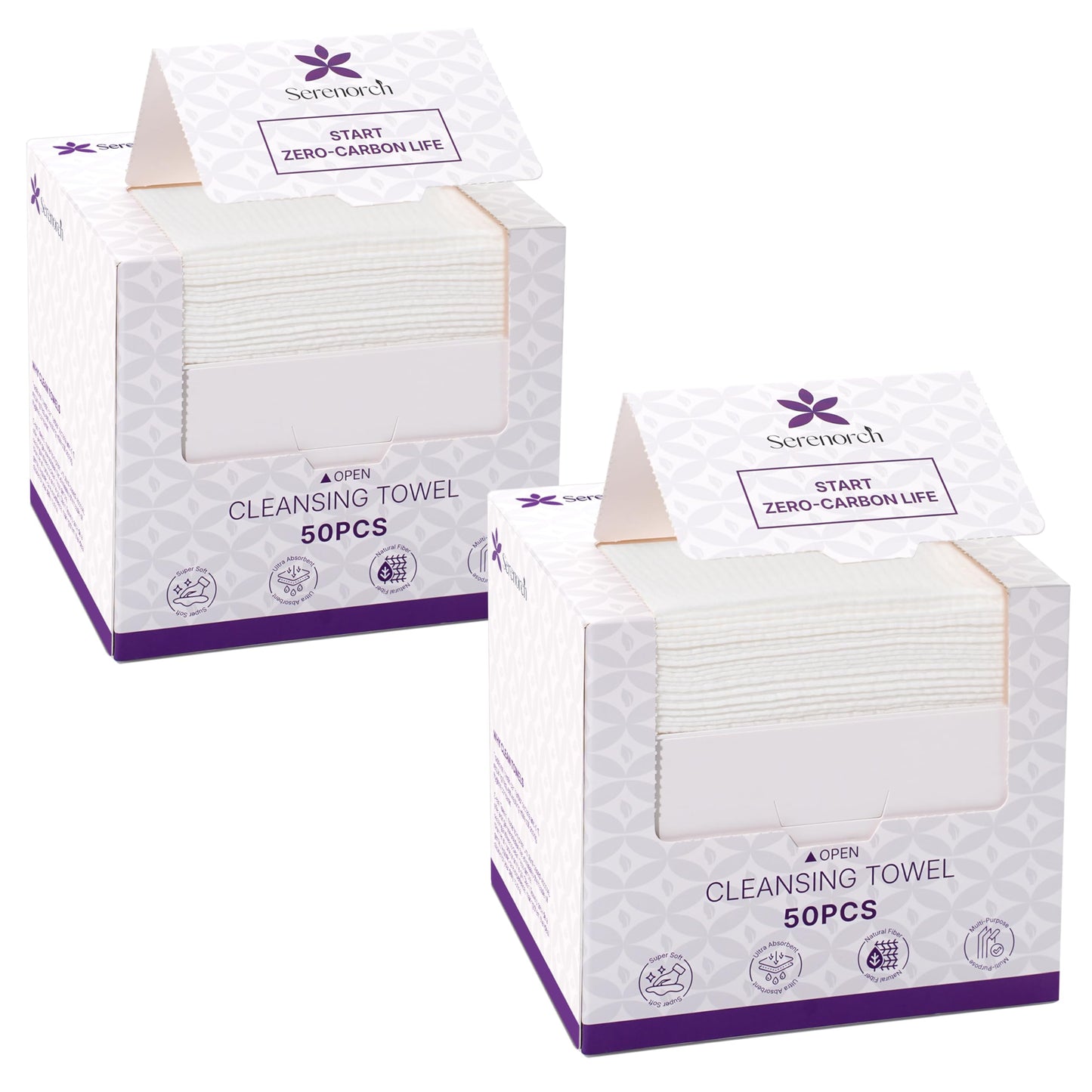 Serenorch Toallas faciales desechables (100 unidades) – Toallitas faciales ultragruesas XL de 25 x 30 cm – Toallitas secas biodegradables suaves para piel sensible – Sin pelusa
