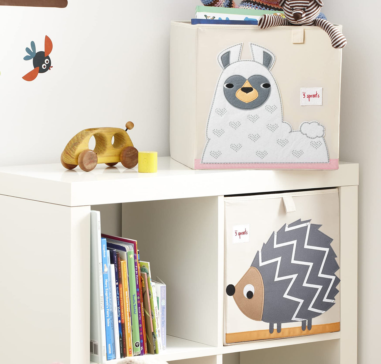 3 Sprouts Cube Storage Box - contenedor organizador para niños y niños - llama