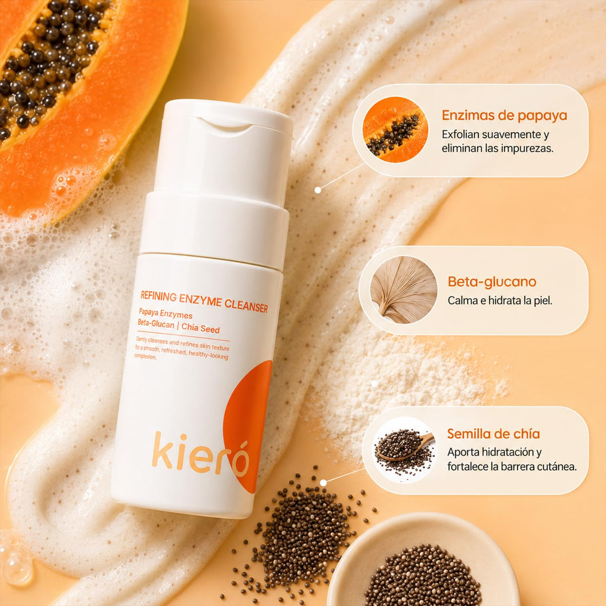 KIERO Limpiador Facial Enzimático en Polvo Refining Enzyme Cleanser 50 g