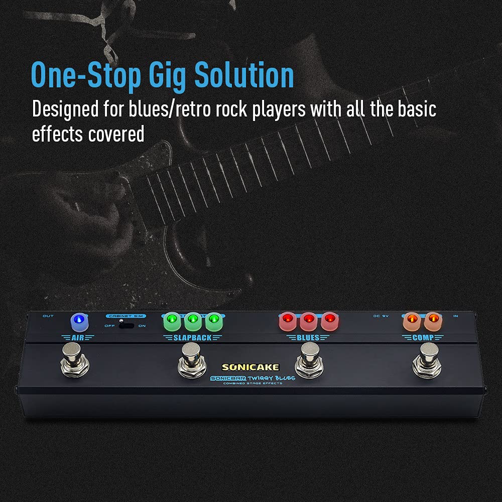 Pedal Multiefectos Sonicake Sonicbar Twiggy Blues Combinado Stage 4 en 1 guitarra eléctrica