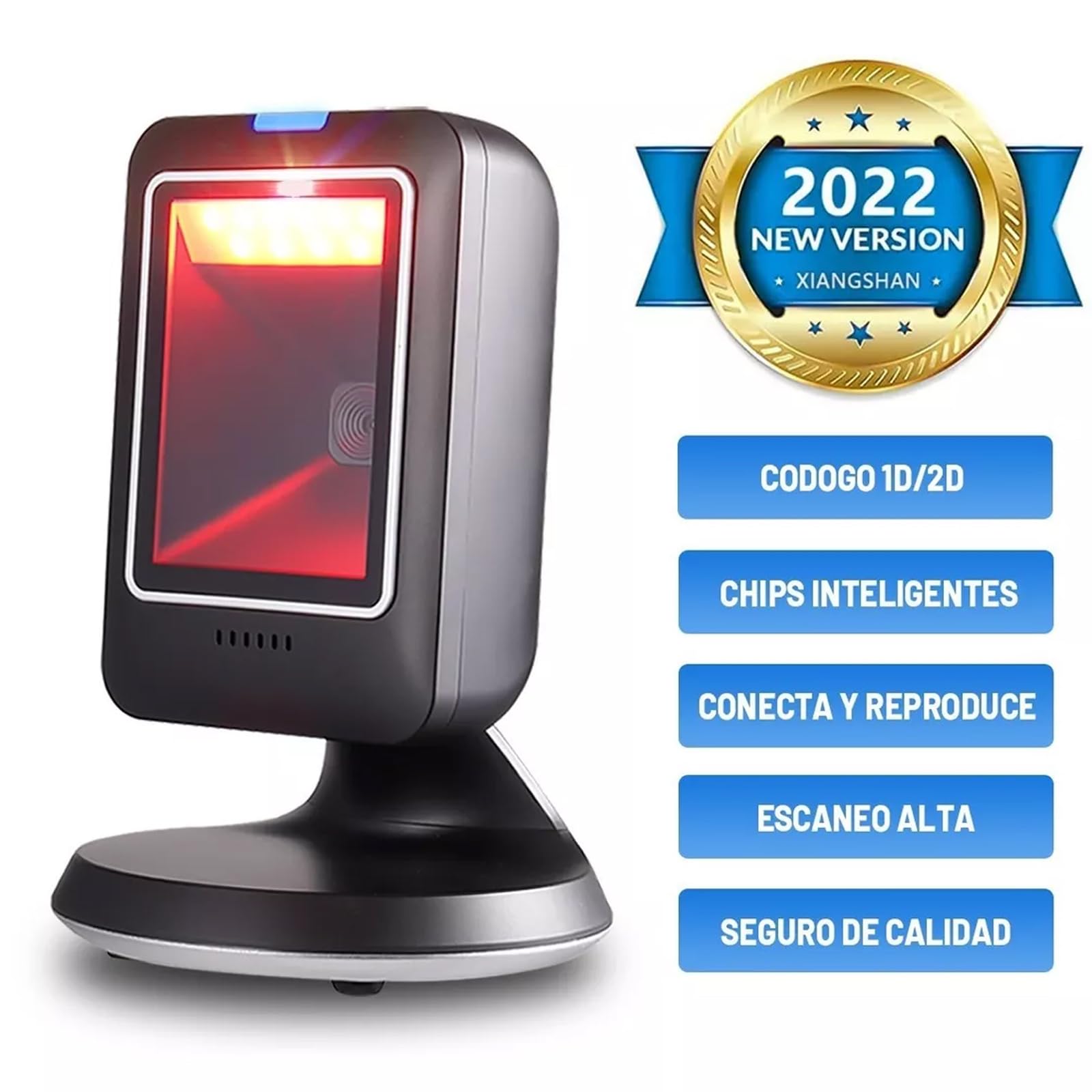 Escáner de Código de Barras de Escritorio 1D 2D QR, Lector de Código de Barras con Cable USB, Scanner Código de Barras Detección Automática de Imagen para Supermercado, Biblioteca, Tienda minorist