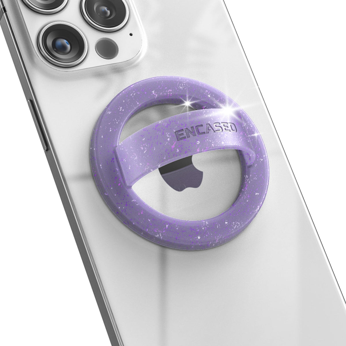 Soporte Magnético para Teléfono con Anillo Morado Purpurina Compatible con MagSafe