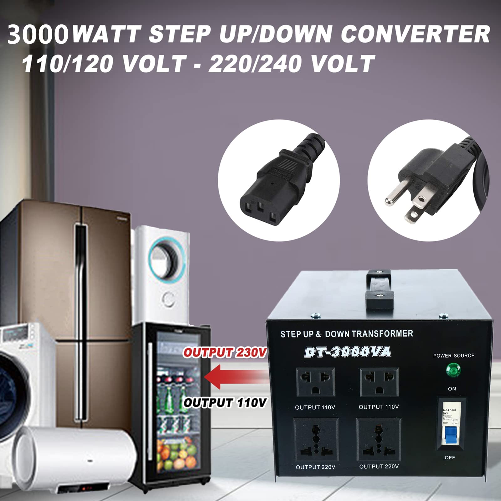 Transformador de Voltaje YaeCCC 3000VA 110V/220V CA-CA 3000VA