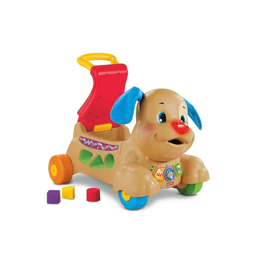 FISHER-PRICE, Andadera para Bebés Perrito Camina Conmigo, Ríe y Aprende, Juguete para Bebé, 9 Meses en Adelante, bebé puede sentarse, montar y caminar