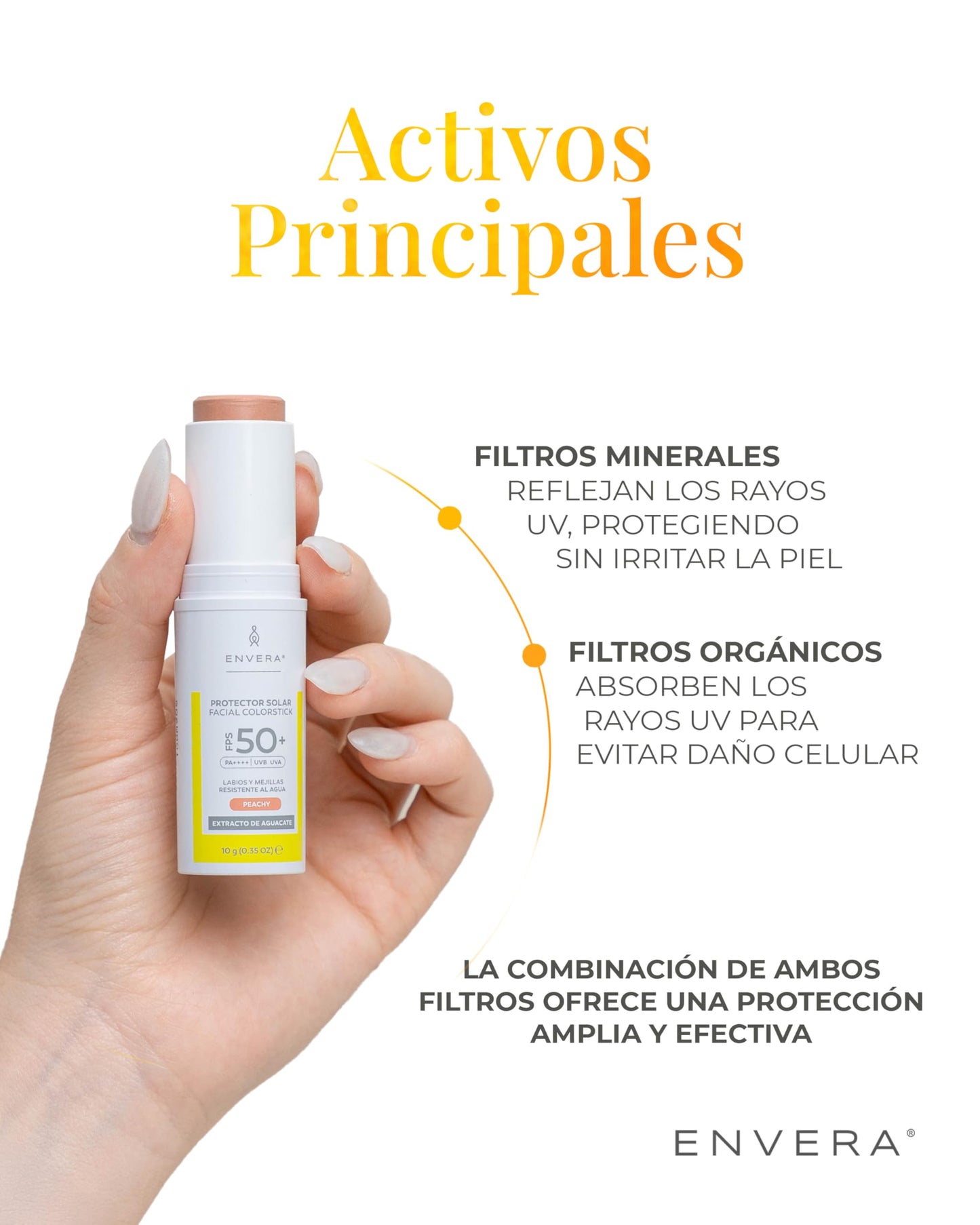 Protector Solar Facial Envera Peachy FPS 50+ PA++++ Vegano y Cruelty Free