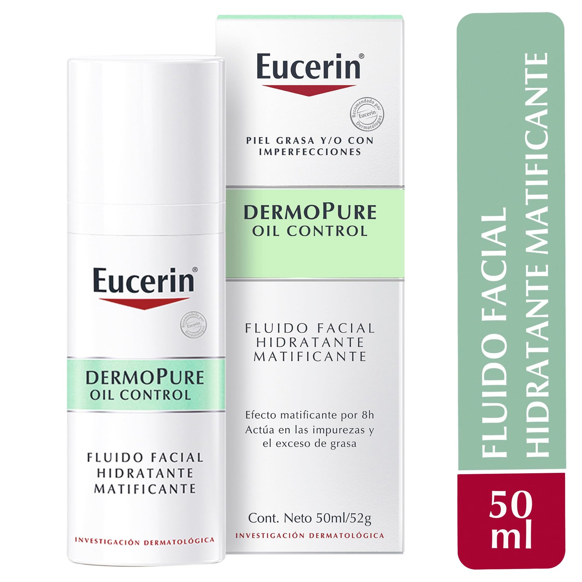 Eucerin Fluido Facial Hidratante Matificante para piel grasa, 50 ml