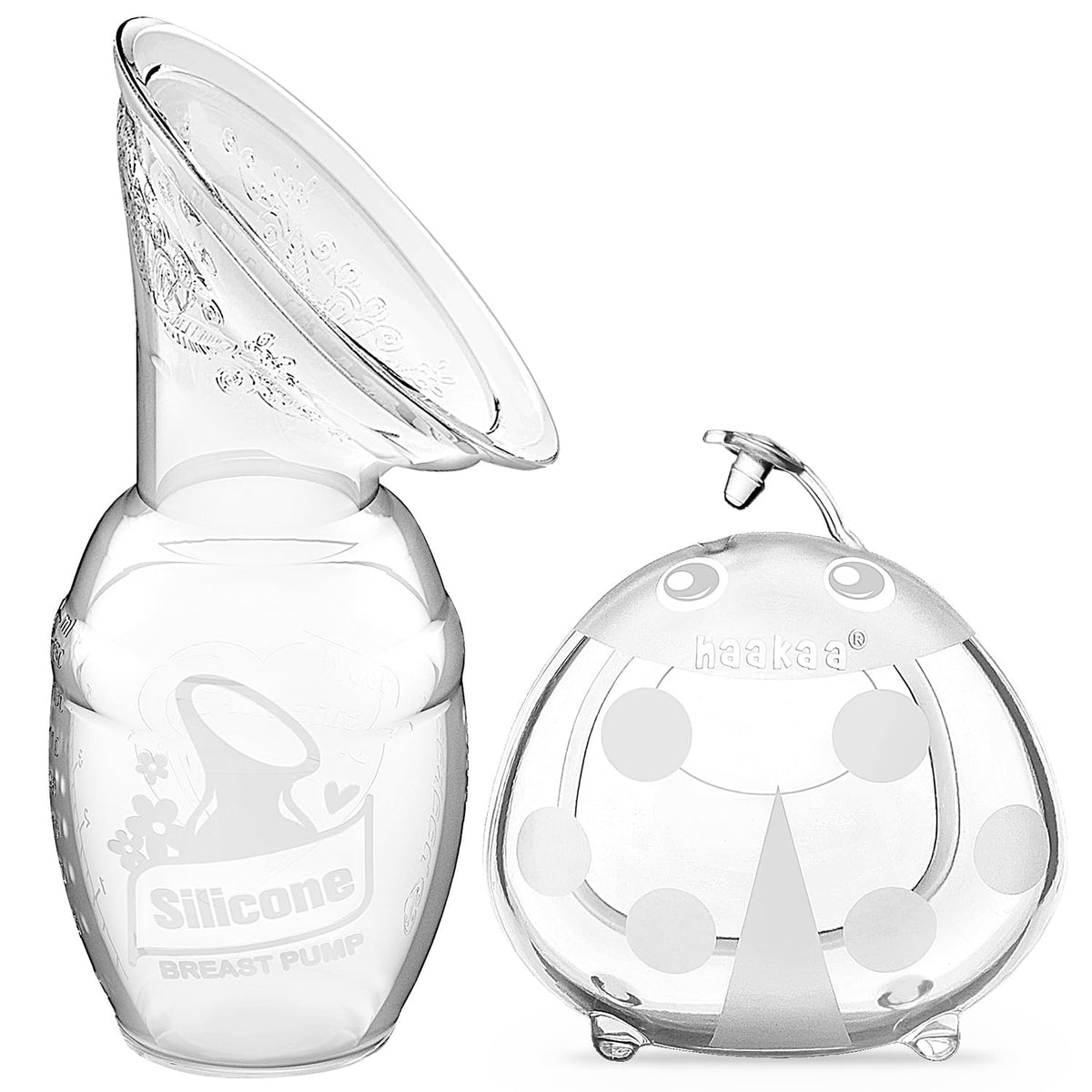 haakaa - Extractor de leche materna de silicona y conchas de catarina para mamás que amamantan para recoger leche materna, bombeo y lactancia, receptor portátil de leche materna (bomba: 4 onzas/100