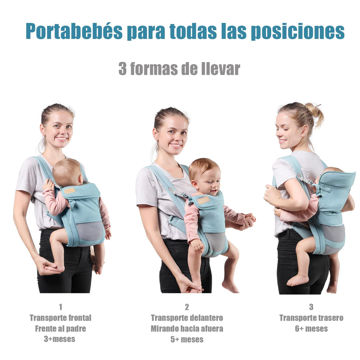 Cangurera para Bebe, Fular Ergonómico para Bebés de 0 a 36 Meses(Hasta 20 kg), Mochila Portabebés, Proteger la Cabeza, Portabebés de Algodón Ligero y Transpirable Ajustable