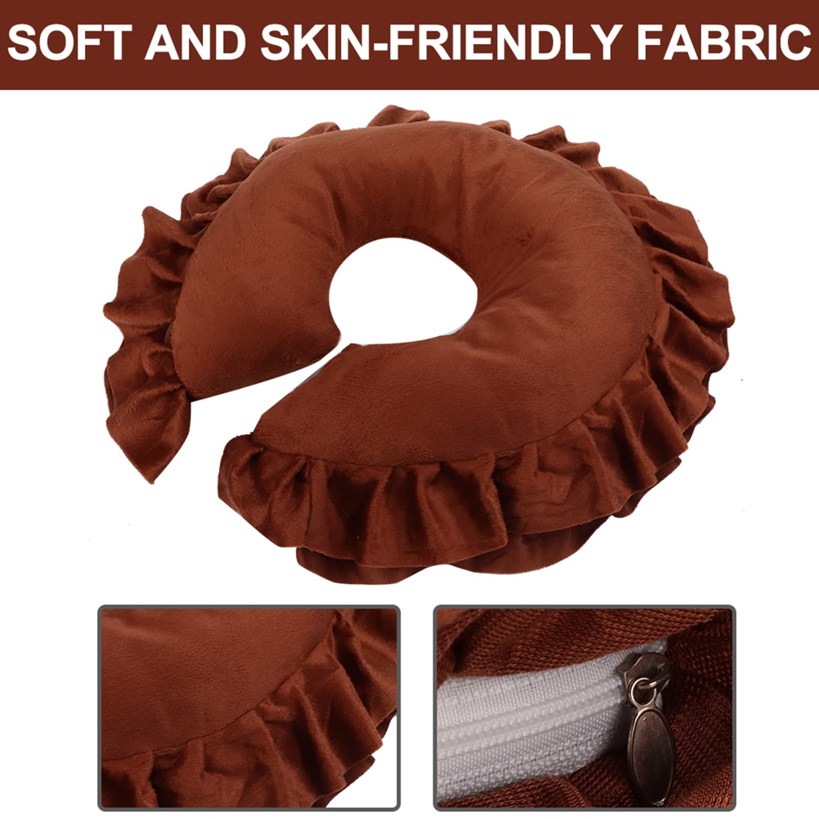 Almohada Facial en Forma de U Desmontable Marrón para Salón de Spa y Cama de Masaje