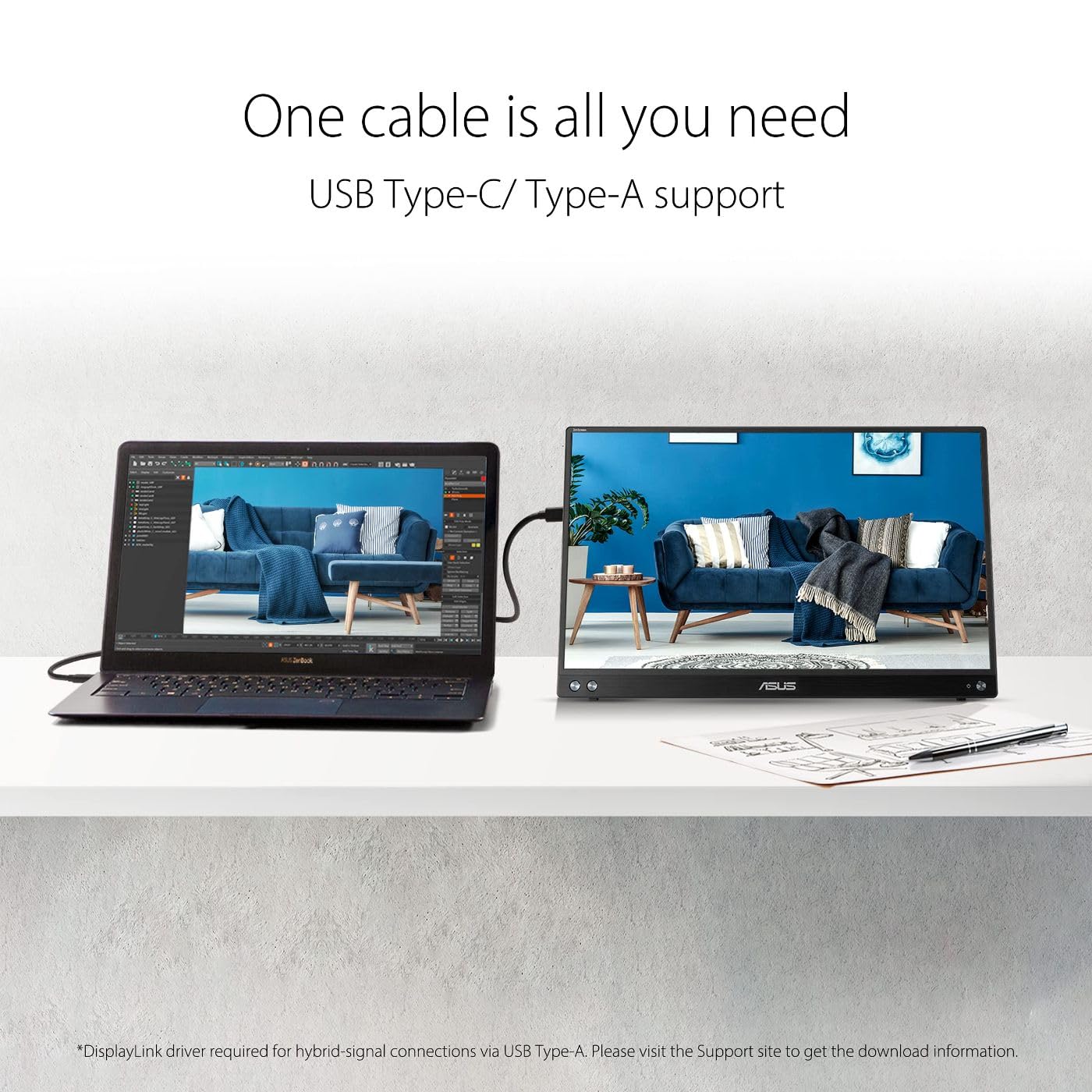 Asus ZenScreen MB16ACV 15.6" 16:9 Full HD IPS LED Monitor USB portátil