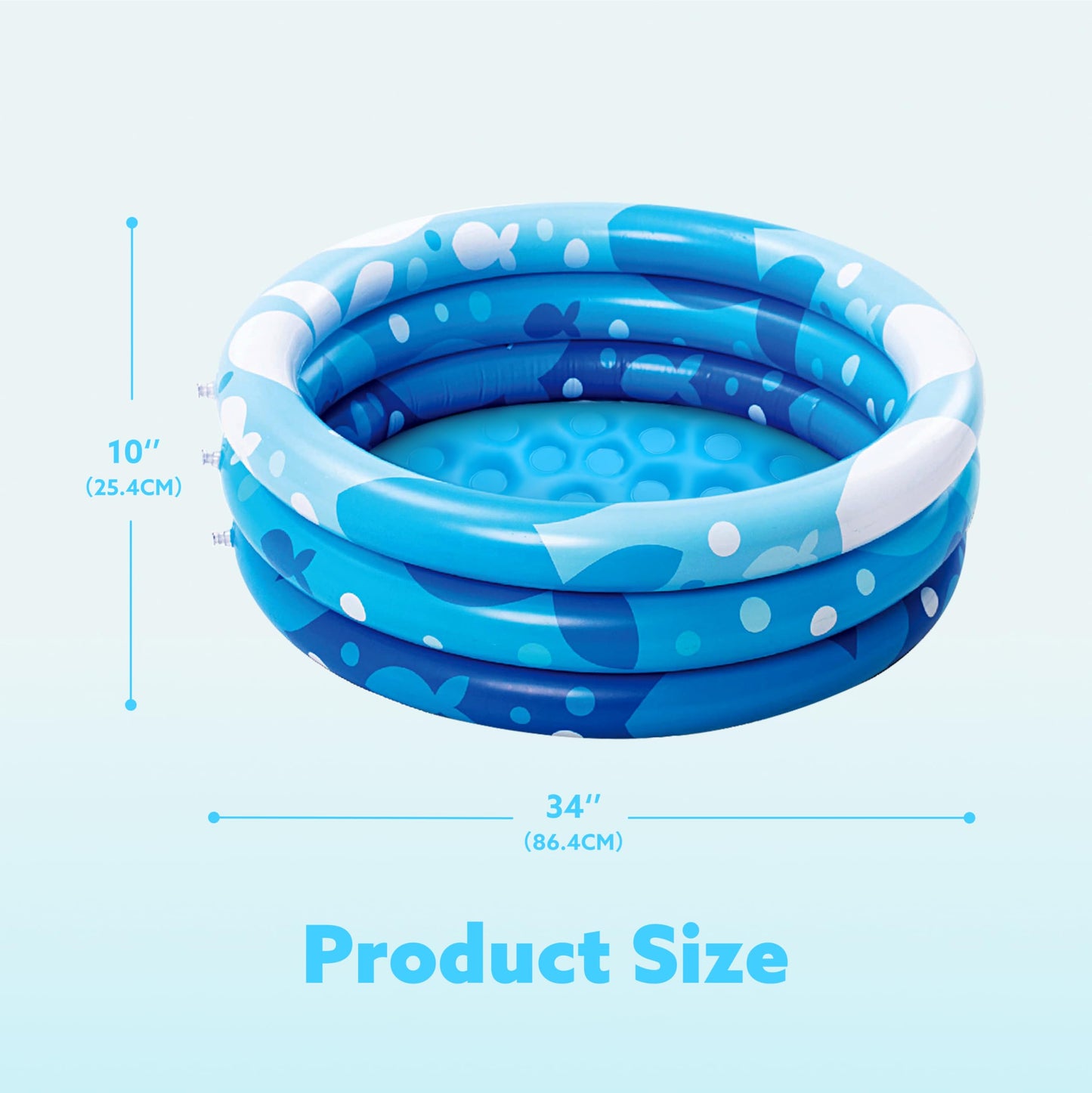 Piscina Infantil Inflable Sloosh Azul patrón Geométrico 3 Anillos para Niños