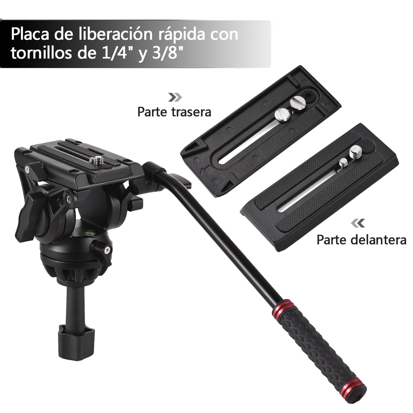 Tripie Profesional Aleación de Aluminio 180cm con Cabezal Hidráulico Fluido Panorámico para Cámaras DSLR y Videocámaras