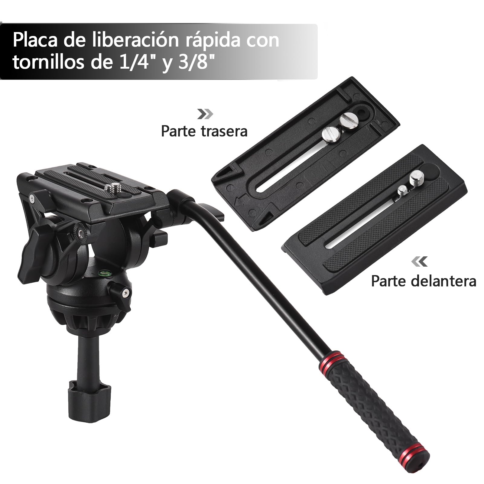 Tripie Profesional Aleación de Aluminio 180cm con Cabezal Hidráulico Fluido Panorámico para Cámaras DSLR y Videocámaras