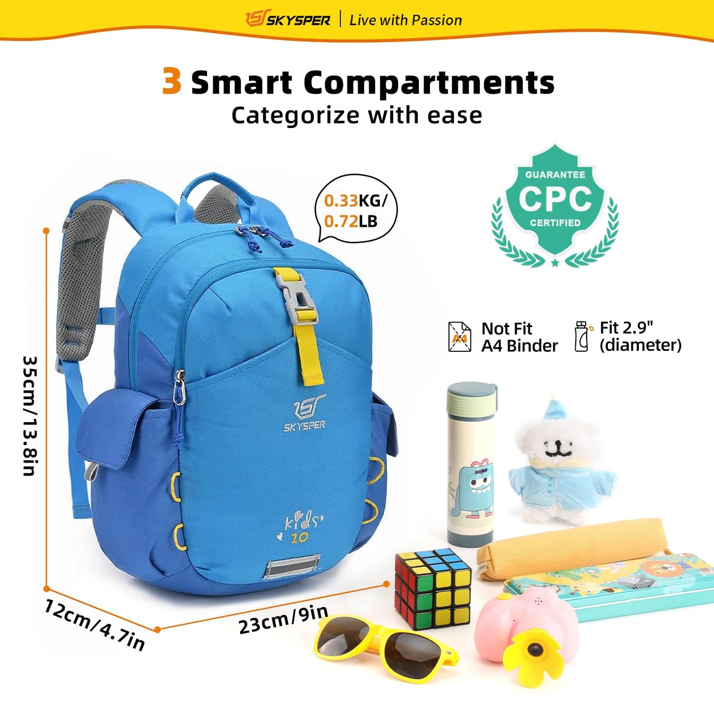 Mochila SKSPER Azul Cielo de 10 l para Niños y Niñas