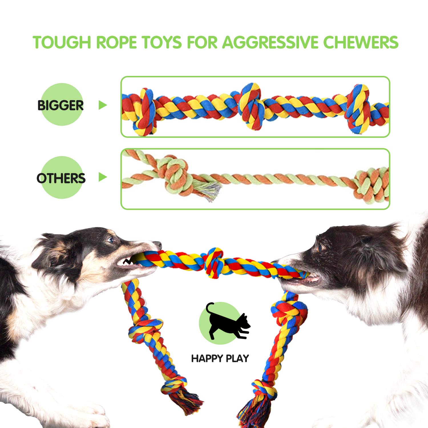 Juguetes para masticar perros grandes, juguetes resistentes para perros agresivos de raza grande, resistente juguete dental para perros medianos, 5 nudos indestructibles juguetes para perros, juguetes de algodón para morder cachorros de dentición masticar