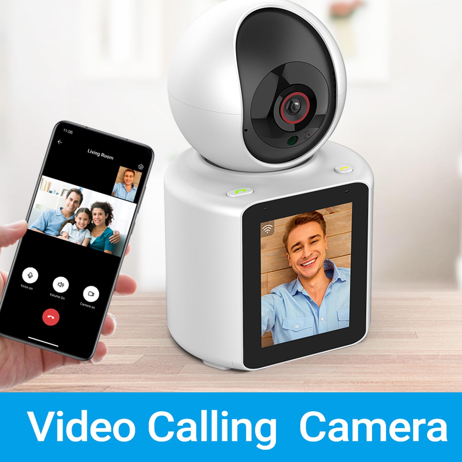 Cámara Interior para Personas Mayores, Pantalla de 2,8 Pulgadas, Monitor de bebé con Micrófono Dual, Cámara de Seguridad Inteligente para el Hogar, Despertador por Voz,