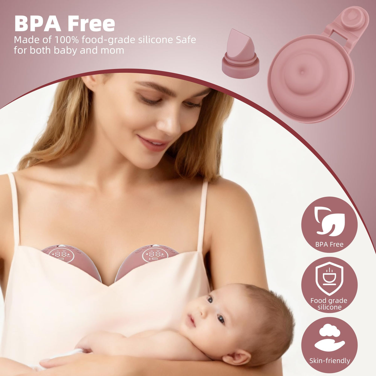 Kearnybo Kit de piezas de repuesto – Compatible con extractor de leche portátil M9 – 4 botellas, 8 válvulas de pico de pato, 4 membranas y cepillo para polvo de limpieza, accesorios sin BPA