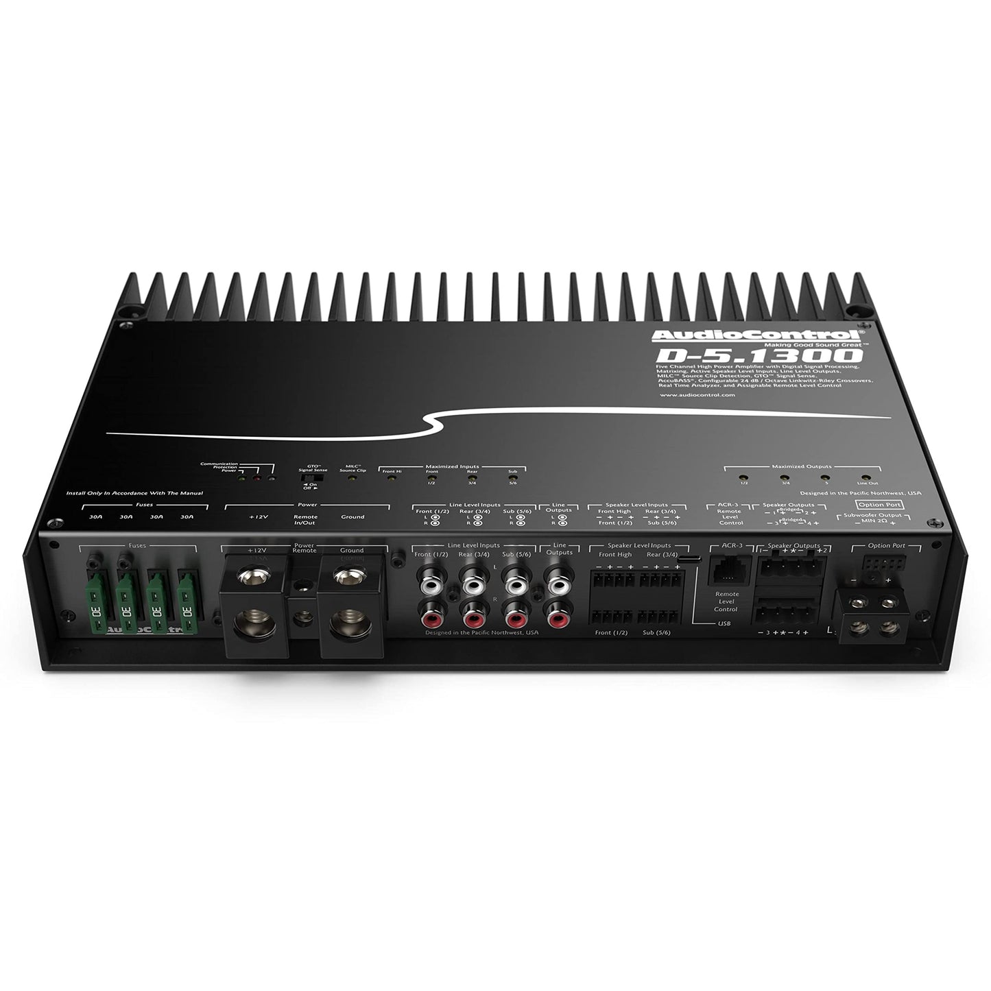 AudioControl D-5.1300 - Matriz DSP de alta potencia, 5 canales, 1300 vatios, amplificador de audio para coche con Accubass, alta fidelidad