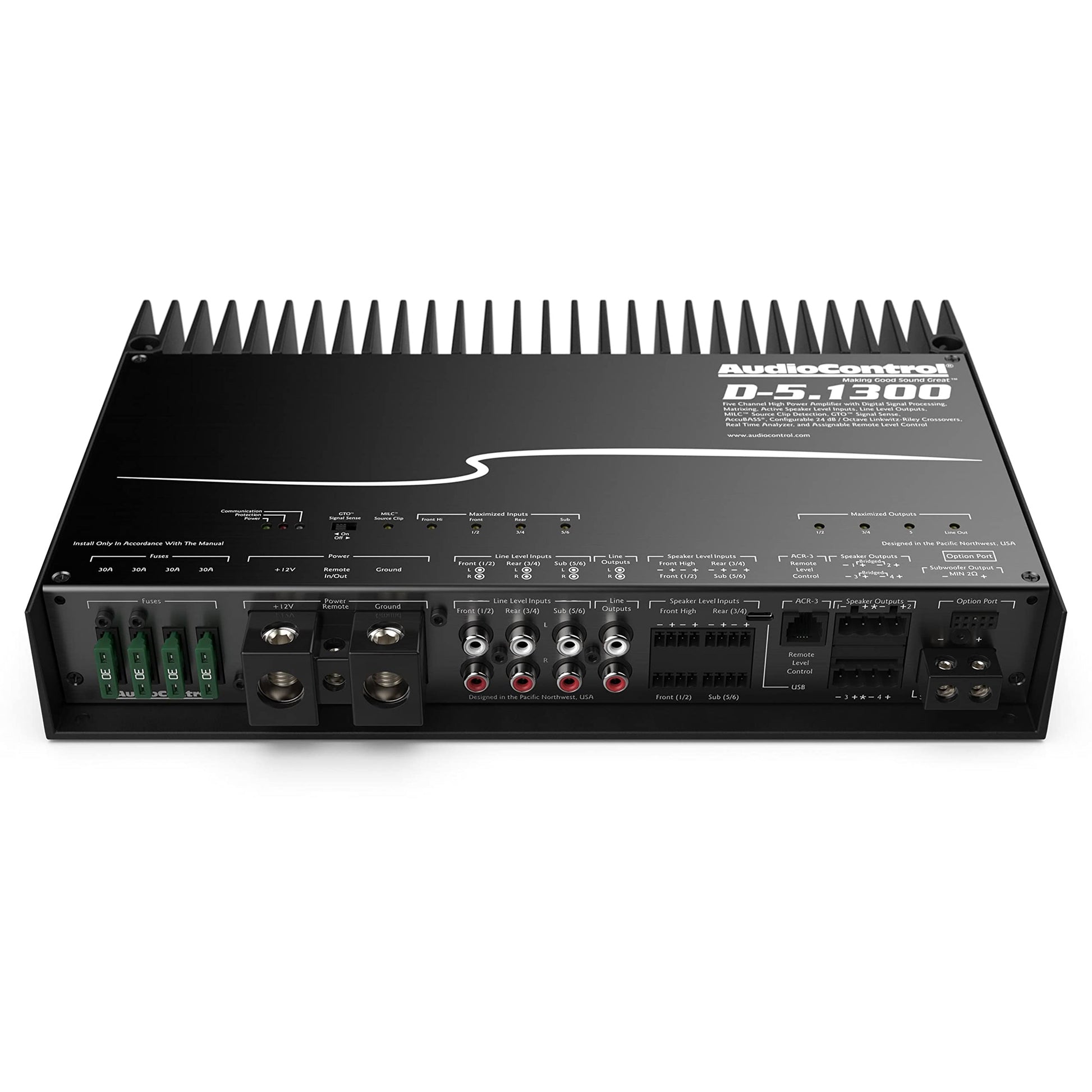 AudioControl D-5.1300 - Matriz DSP de alta potencia, 5 canales, 1300 vatios, amplificador de audio para coche con Accubass, alta fidelidad