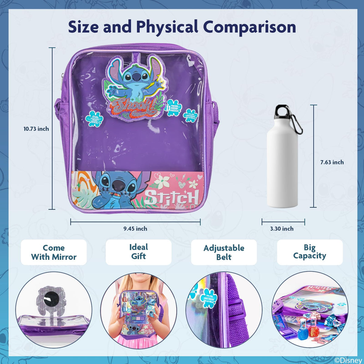 Stitch Mochila de Maquillaje Infantil Set de Belleza Regalo para Niñas