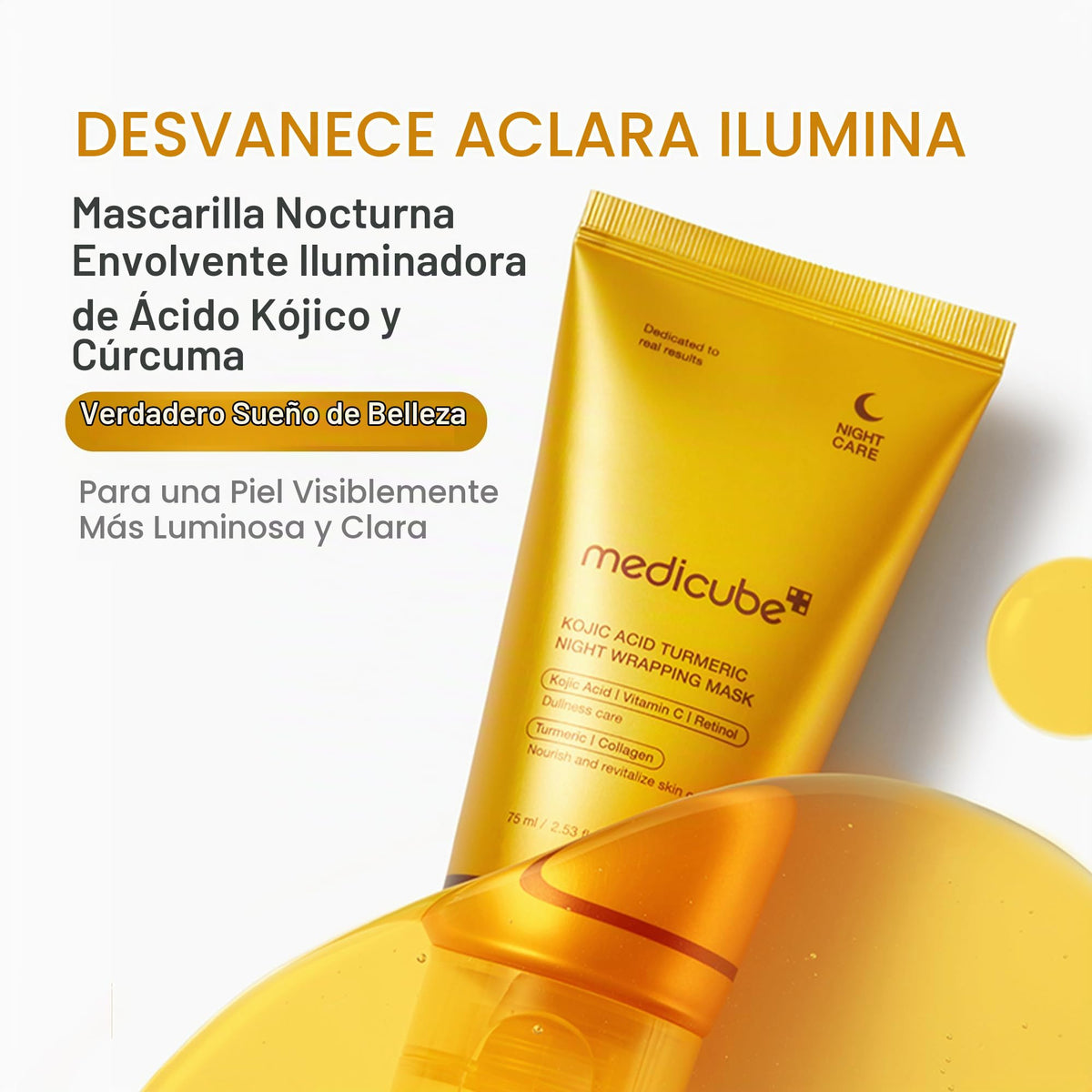 Kojic Acid Turmeric Night Wrapping Mask by Medicube for Women - 2.53 oz Mask