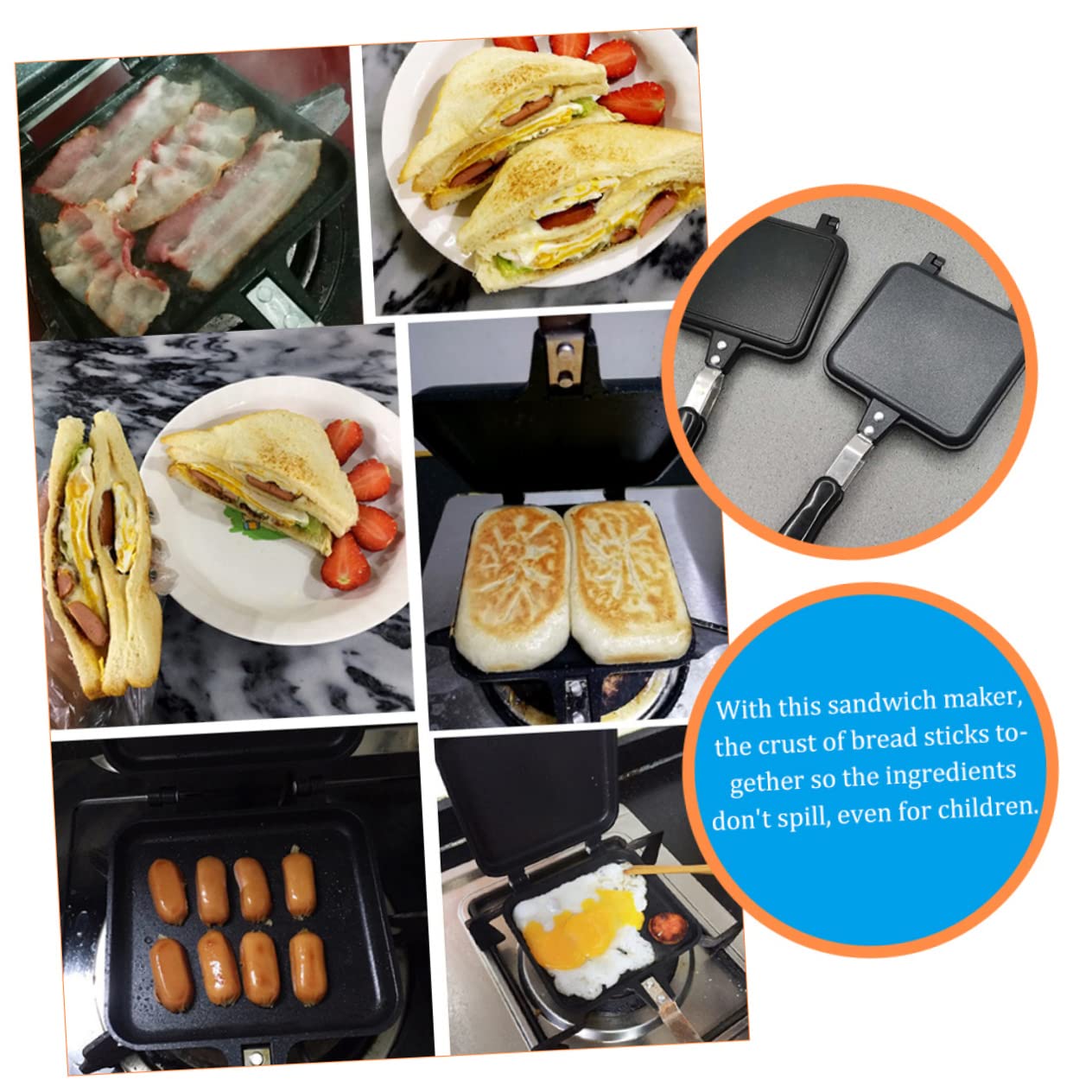 Cabilock Sandwichera Simple Prensa De Sándwich De Aluminio Herramienta De Cocina Antiadherente Molde Para Pan De Sándwich Esencial De Cocina