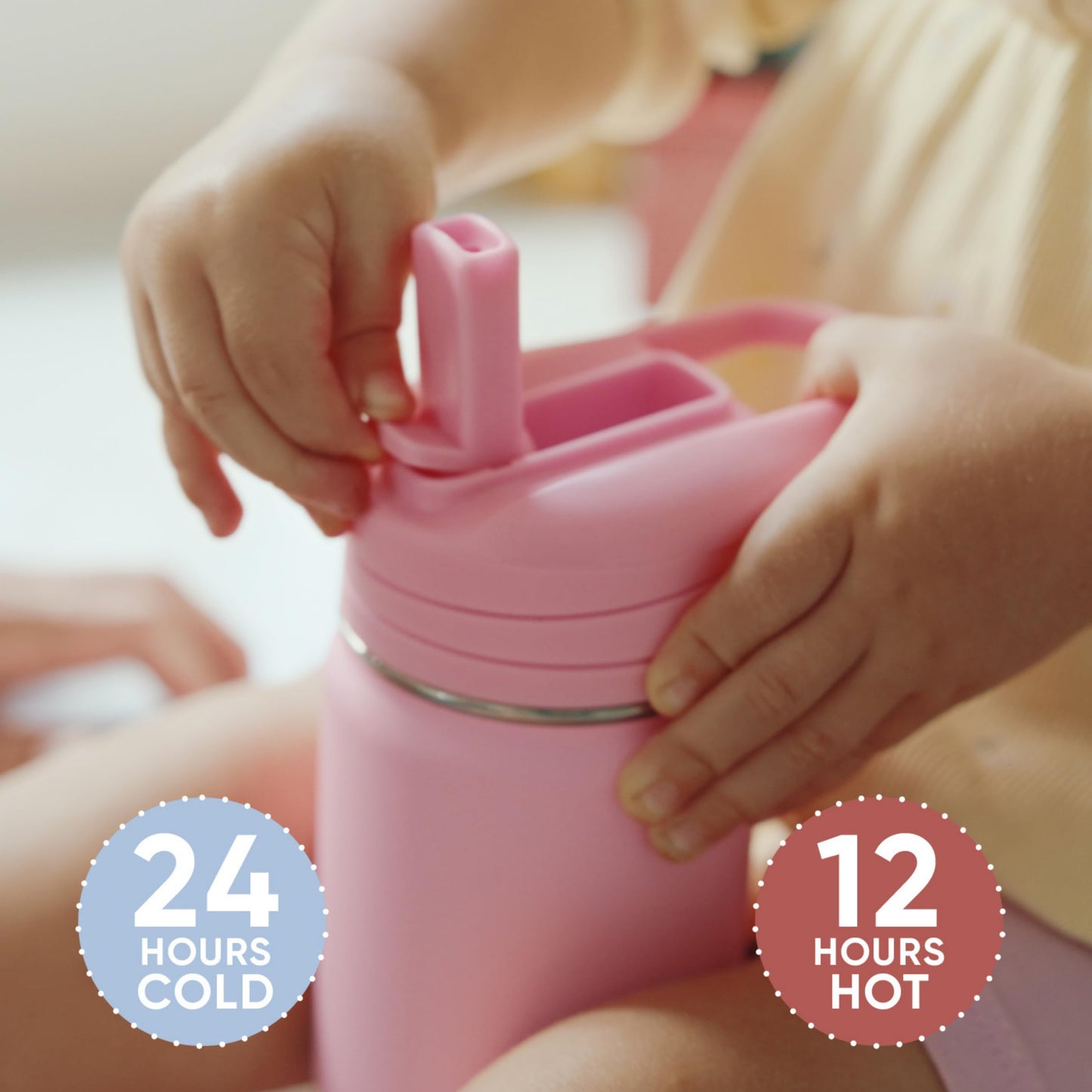 Hydrapeak Botella de agua aislada para niños de 14 onzas con tapa de popote, goma de mascar, 14 onzas, acero inoxidable, termo