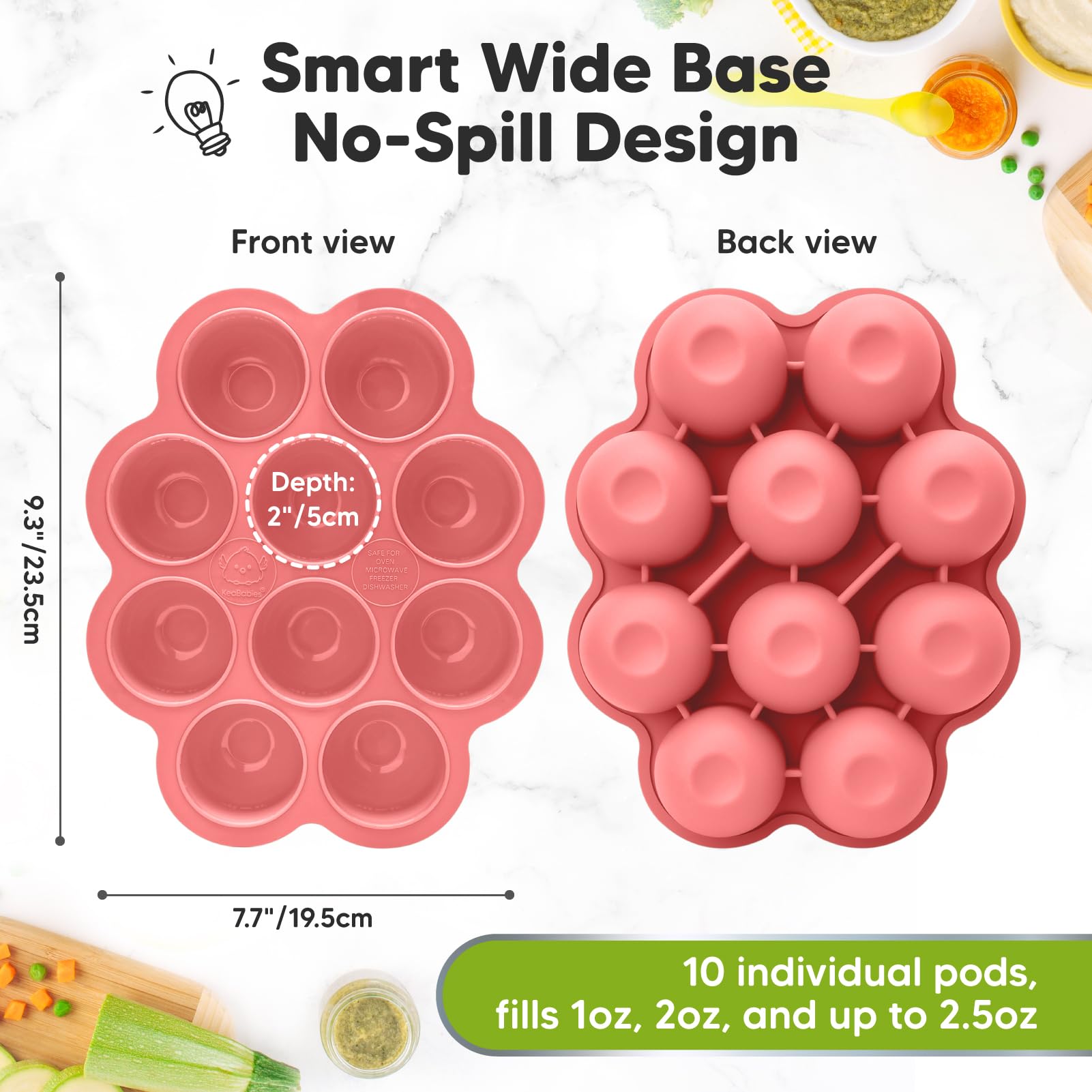 Bandeja congeladora de alimentos para bebés de silicona con tapa de clip, bandejas de leche materna para congelador, recipientes de alimentos para bebés, bandejas de alimentos para congelar