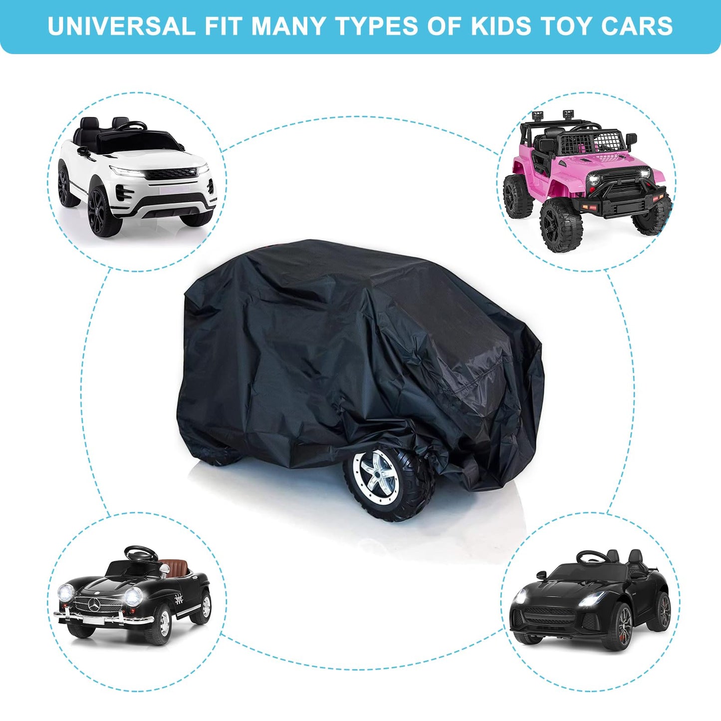 tonhui Funda de coche de juguete para niños, protección resistente al envoltorio para exteriores, para vehículos de juguete eléctricos con pilas, ajuste universal, resistente al agua