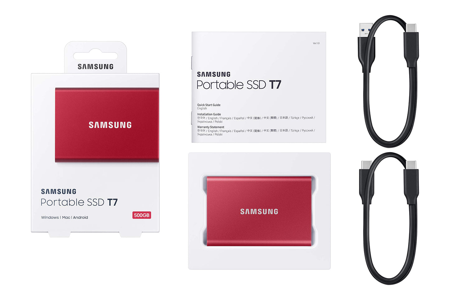 SSD Portátil Samsung Rojo 500 GB hasta 1050 MB/s USB 3.2