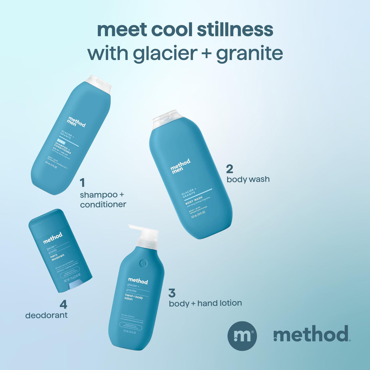 Champú y Acondicionador 2 en 1 Method Glaciar Granito para Hombres