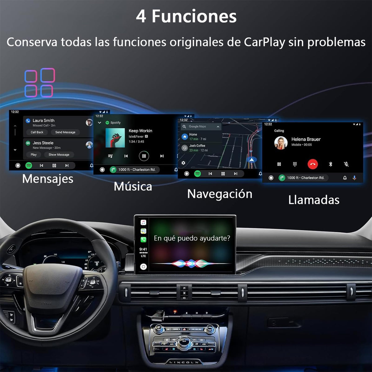 Adaptador Carplay Inalámbrico para Auto 2 en 1 con Android Auto y Conexión Automática
