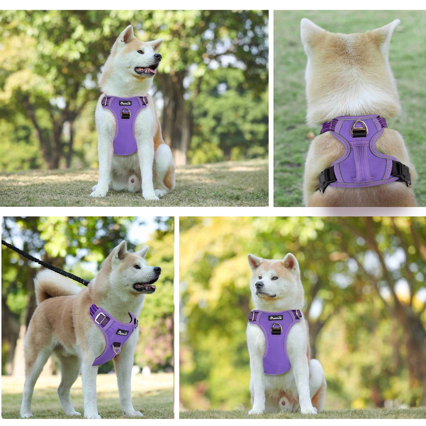Arnés de Perros SlowTon Púrpura Reflectante Transpirable Ajustable Anti Tirones para Entrenamiento (XL)