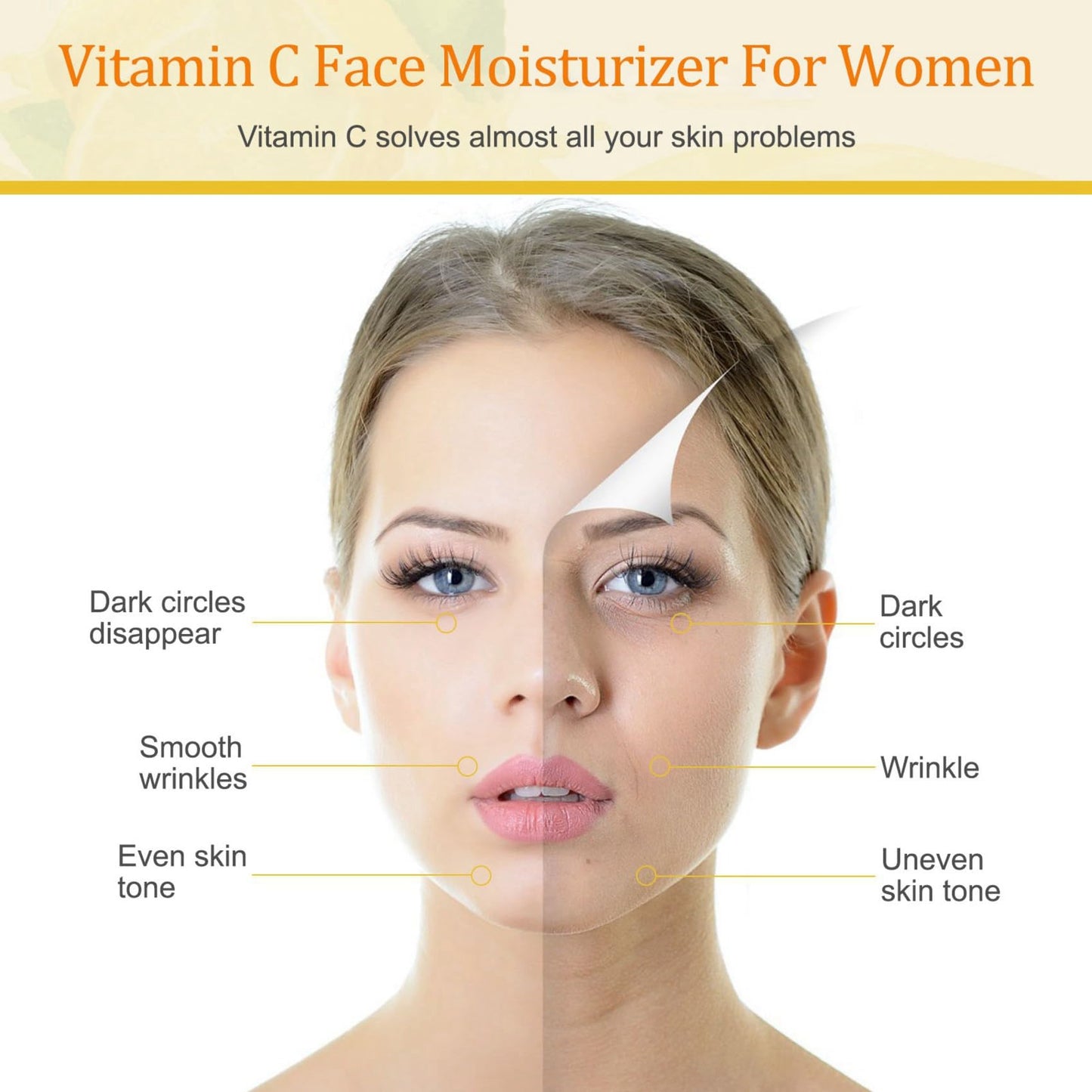 LAIKME Vitamin C Cream, Vitamin C Face Cream With Nicotinamide & Hyaluronic Acid, Vitamin C Moisturizer For Face, Anti Aging Vitamin C Face Cream For Reduces Wrinkle, Fine Lines & Tightening Skin